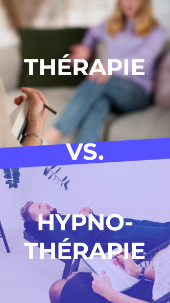 dessin de personne en thérapie et d'une autre en hypnothérapie